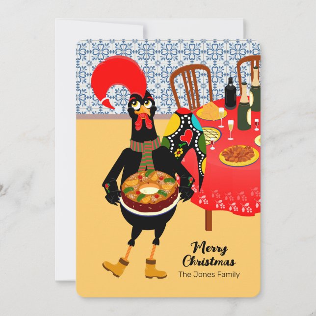 The Portuguese Rooster loves King Cake Card (Front)