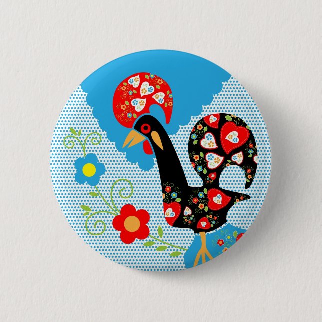 The Portuguese Rooster of Barcelos  2 Inch Round Button (Front)