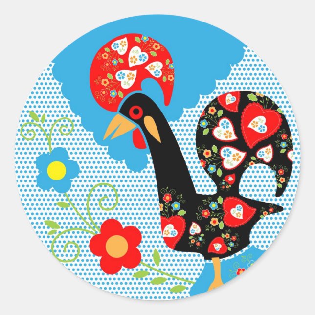 The Portuguese Rooster of Barcelos Classic Round Sticker (Front)
