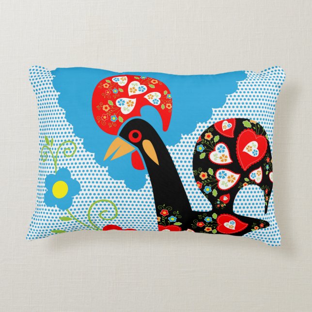 The Portuguese Rooster of Barcelos Decorative Pillow (Back)
