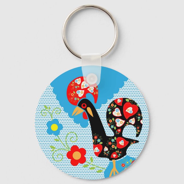 The Portuguese Rooster of Barcelos Keychain (Front)