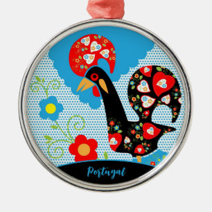 The Portuguese Rooster of Barcelos  Metal Ornament