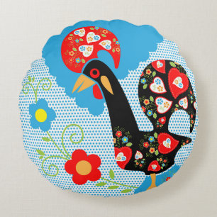 The Portuguese Rooster of Barcelos Round Pillow