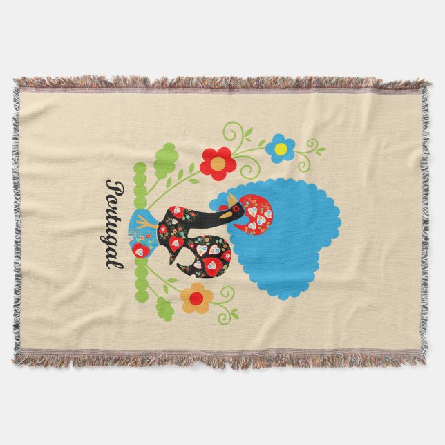 The Portuguese Rooster Throw Blanket (Front)