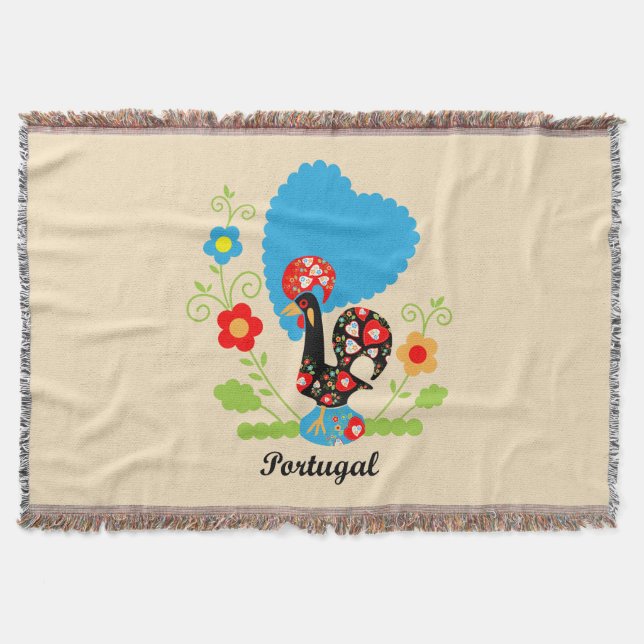 The Portuguese Rooster Throw Blanket (Front)