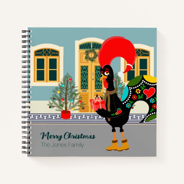 The Portuguese Rooster with a Christmas present Notebook (Front)