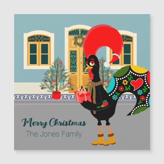 The Portuguese Rooster with Christmas present card (Front)