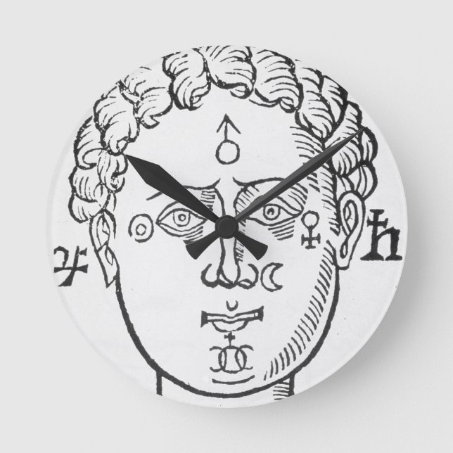 The Position of the Planets in the Human Head, cop Round Clock (Front)