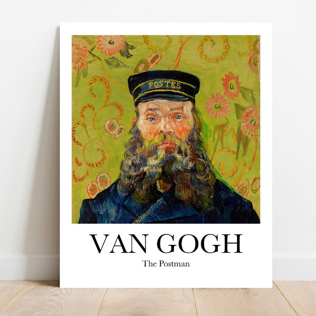 The Postman by Vincent van Gogh Poster (Van Gogh's Postman: Bold colors, postman portrait. Bright yellow & blue. A touch of Impressionism)