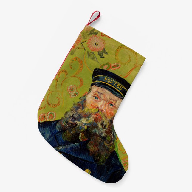 The Postman Joseph Roulin by Vincent Van Gogh Small Christmas Stocking (Front (Hanging))