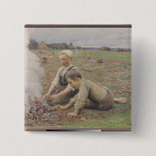 The Potato Gatherers, 1898 2 Inch Square Button