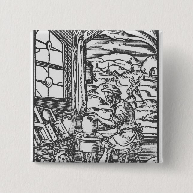 The potter, 1574 2 inch square button (Front)