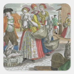 The Poultry Market (coloured engraving) Square Sticker