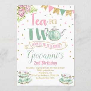 Thé pour deux invitations à la fête d'anniversaire