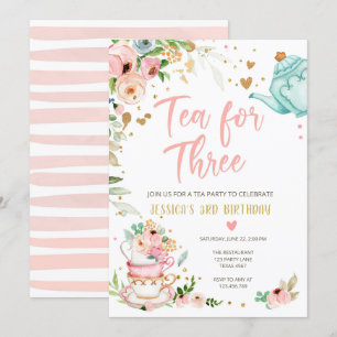Thé pour trois anniversaire Invitation Floral Tea