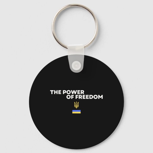 The Power Of Freedom Trident Ukrainian Flag Symbol Keychain (Front)