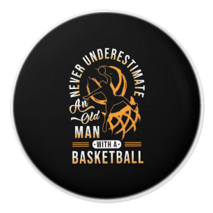 The Power Of Old Man With A Basketball Ceramic Knob