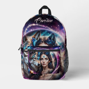 The power of the mystical wolf printed backpack