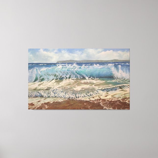 The Power of the Turquoise Wave: Realistic Marine  Canvas Print (Front)
