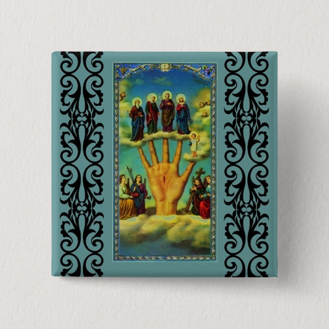The Powerful Hand (Mano Poderosa ) 2 Inch Square Button (Front)