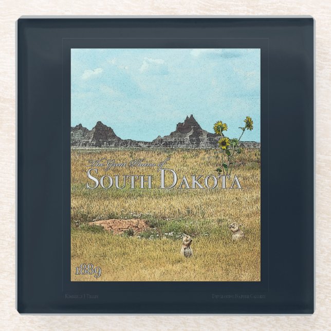 The Prairie Lands of South Dakota Glass Coaster (Front)