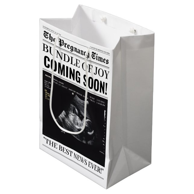 The Pregnancy Times Newspaper Custom Baby Photo Medium Gift Bag (Front Angled)