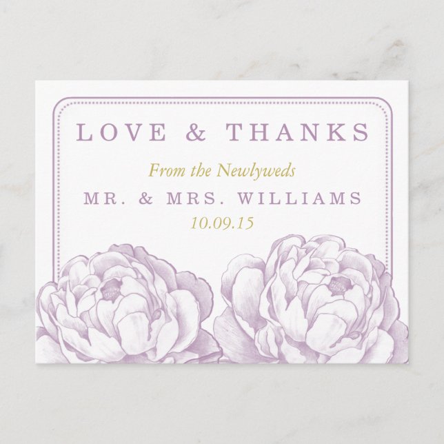 The Pretty Peony Floral Wedding Collection Announcement Postcard (Front)