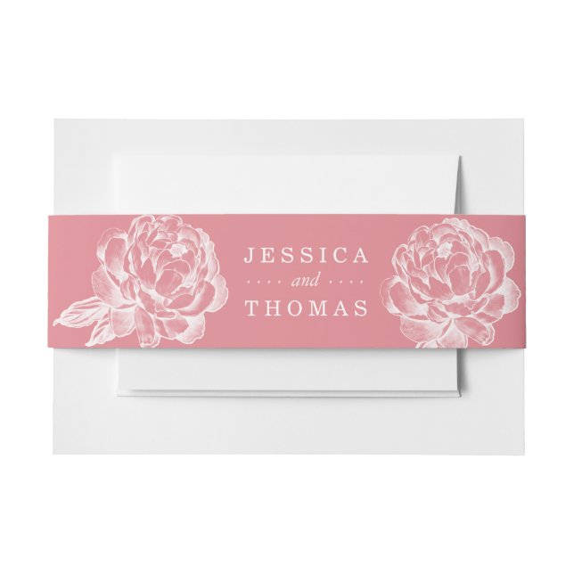 The Pretty Peony Floral Wedding Collection Invitation Belly Band (Front Example)