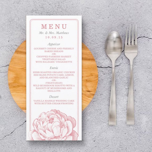 The Pretty Peony Floral Wedding Collection Menu (Creator Uploaded)