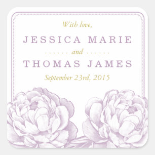 The Pretty Peony Floral Wedding Collection Square Sticker
