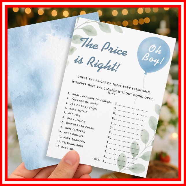 The Price is Right Shower Game Balloon Eucalyptus Invitation (Creator Uploaded)