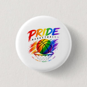 The Pride Basketball Rainbow Themed Design 1 Inch Round Button