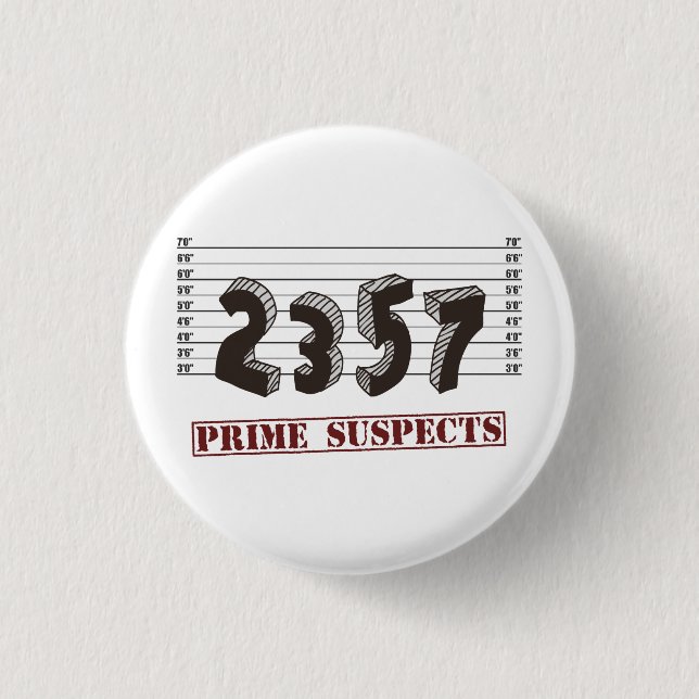 The Prime Number Suspects 1 Inch Round Button (Front)
