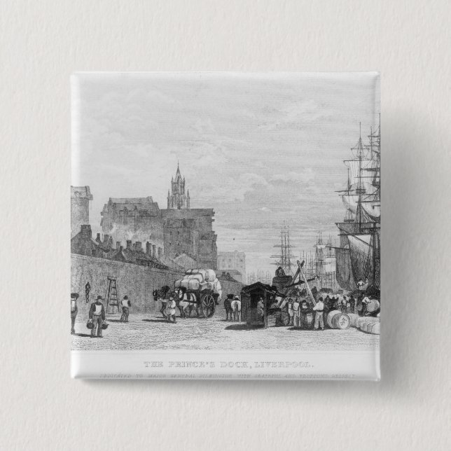 The Prince's Dock, Liverpool 2 Inch Square Button (Front)