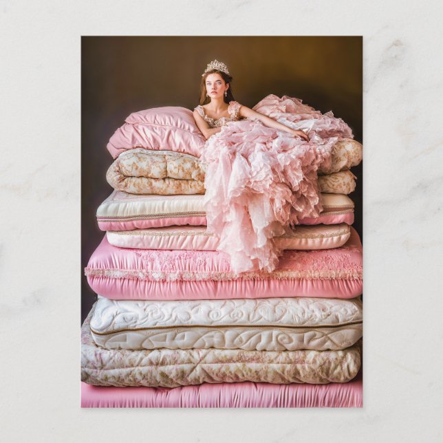 The Princess and the Pea on Her Bed Postcard (Front)