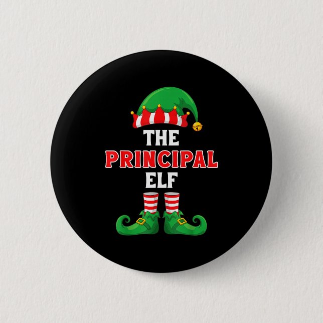 The Principal Elf Christmas For Principal School P 2 Inch Round Button (Front)