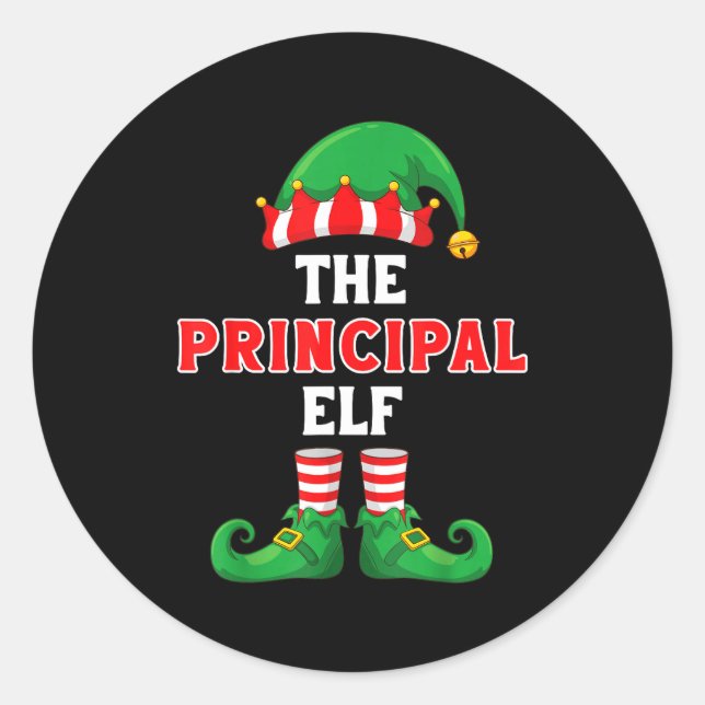 The Principal Elf Christmas For Principal School P Classic Round Sticker (Front)