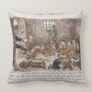 The Prison, 1858 (coloured engraving) Throw Pillow