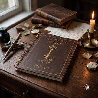 The Private Journal Antique Skeleton Key Brown