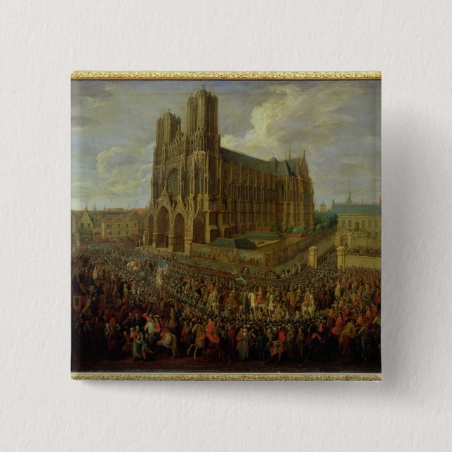 The procession of King Louis XV 2 Inch Square Button (Front)