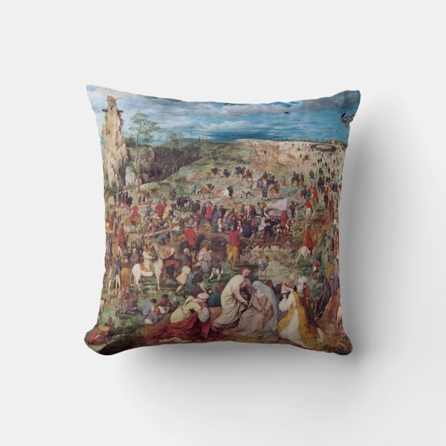 The Procession to Calvary, Pieter Bruegel Throw Pillow (Front)