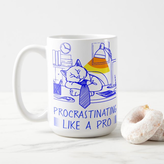 The Procrastinating like a pro (blue) Coffee Mug (With Donut)