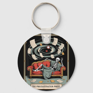 The procrastination priest tarot skeleton couch Th Keychain