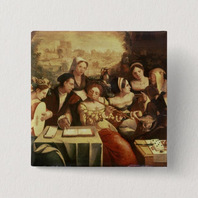 The Prodigal Son Feasting with Harlots 2 Inch Square Button (Front)