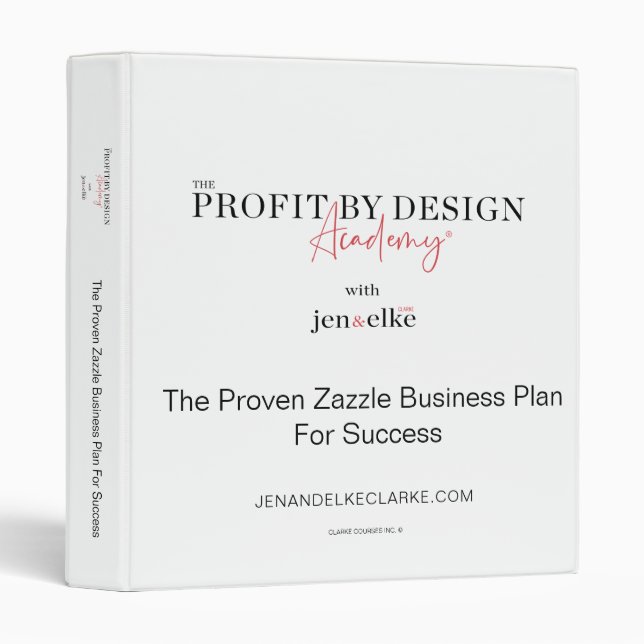 The Profit by Design Academy Zazzle Course Binder (Front/Spine)