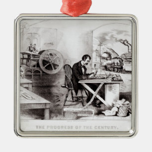 The Progress of the Century Metal Ornament