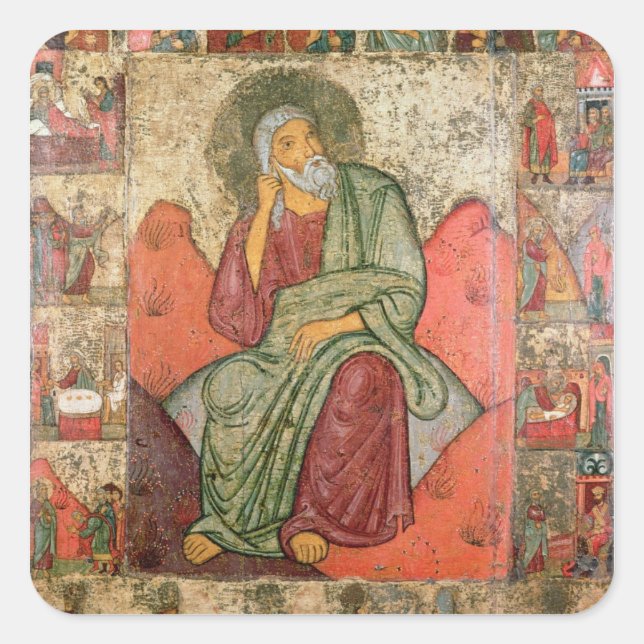 The Prophet Elijah, Pskov School (panel) Square Sticker (Front)