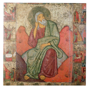The Prophet Elijah, Pskov School (panel) Tile