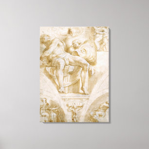 The Prophet Jonah and Two Destroyed Lunettes Canvas Print