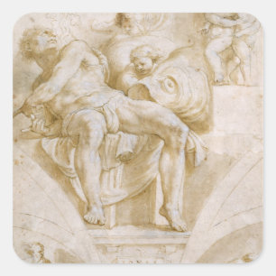 The Prophet Jonah and Two Destroyed Lunettes Square Sticker